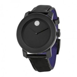 Authentic Movado Bold Black Leather Watch